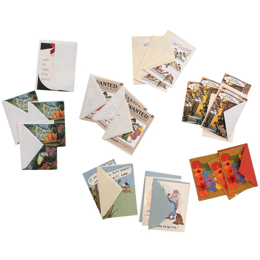 Vintage Party Invitation Card Lot Gangster Birds Humor Playing‎ Cards